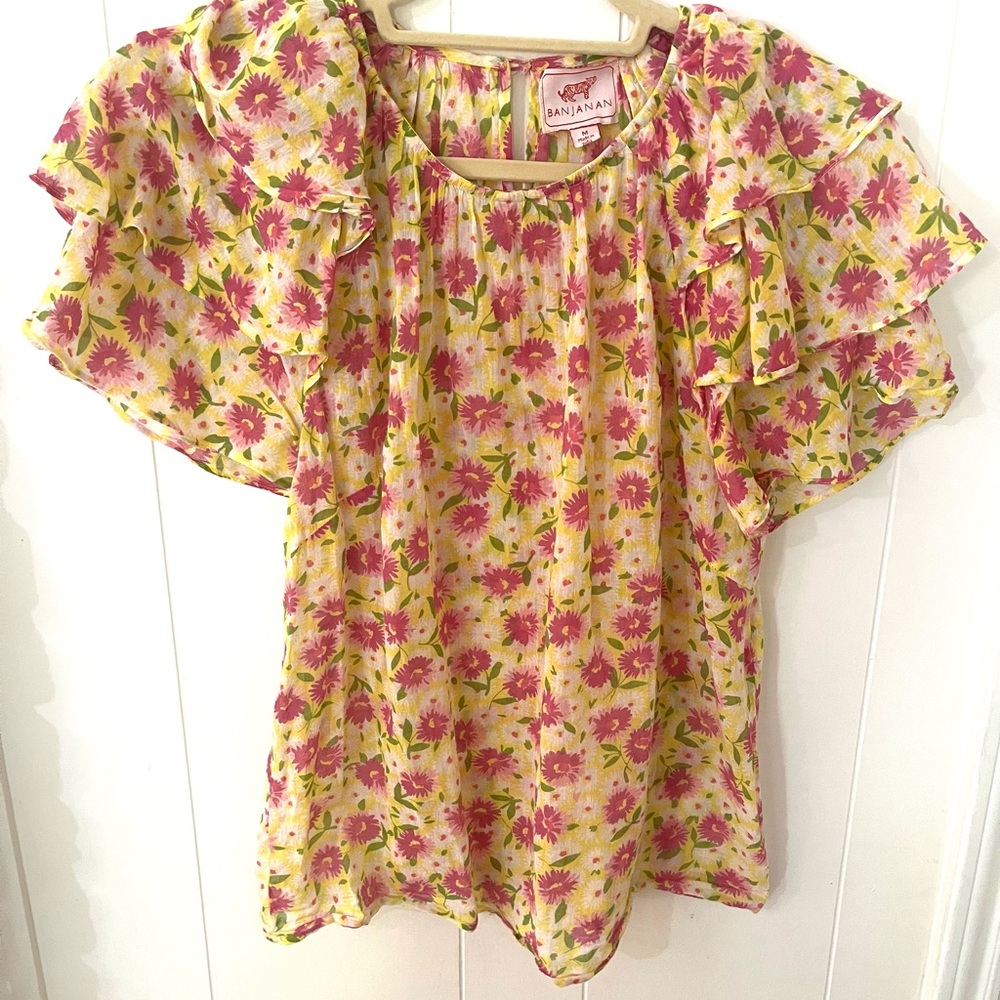 Banjanan Floral Blouse - Pink and Green